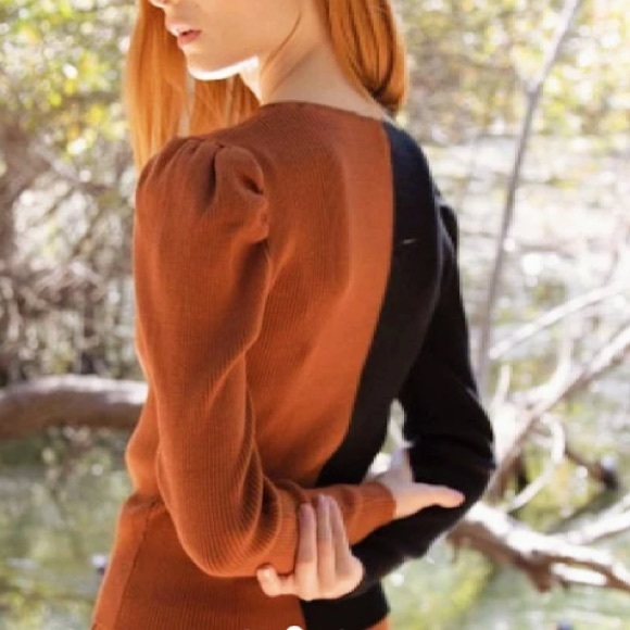 NWT! MIA MOD RIBBED COLOR BLOCK CARDIGAN - CAMEL/BLACK - Picture 3 of 3